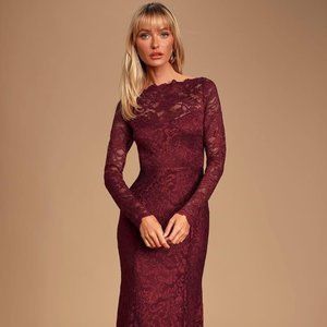 Nwt Farida Wine Red Lace Long Sleeve 